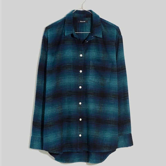 Madewell Blue and Black Plaid flannel - Picture 3 of 6